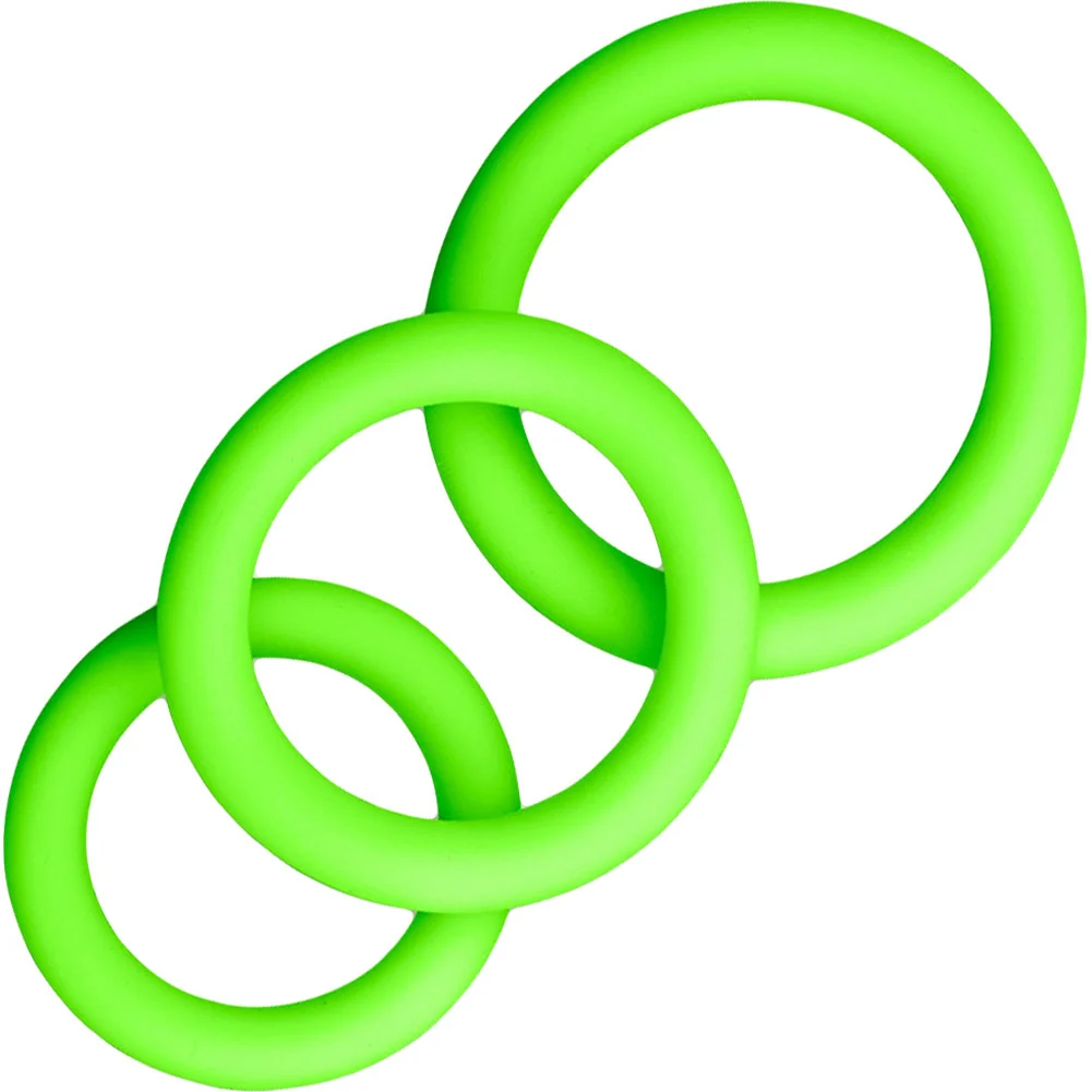 Ouch Glow in the Dark 3-Piece Silicone Penis Ring Set, Neon Green