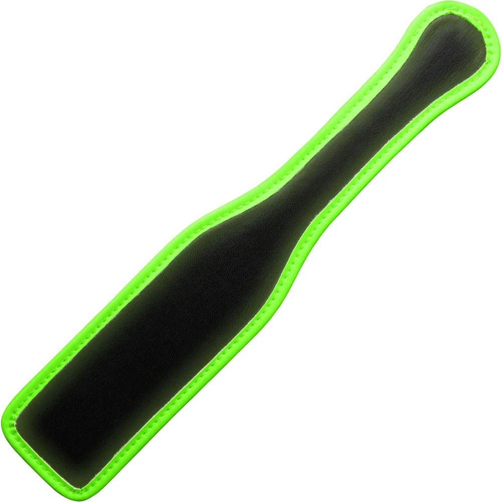 Ouch Glow in the Dark Bonded Leather Paddle, Neon Green