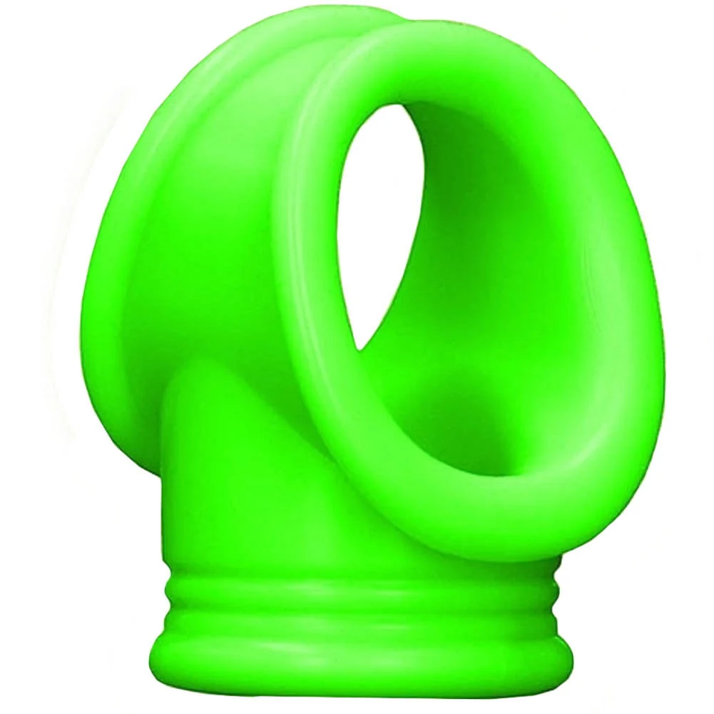 Ouch Glow in the Dark Penis Ring & Ball Sling, Neon Green