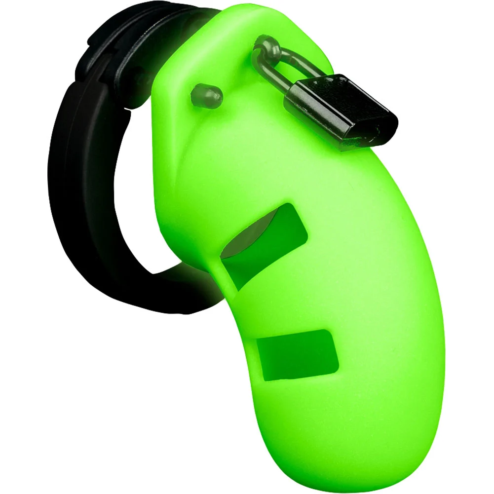 Ouch Glow in the Dark Silicone Dildo Cage, 3.5", Neon Green