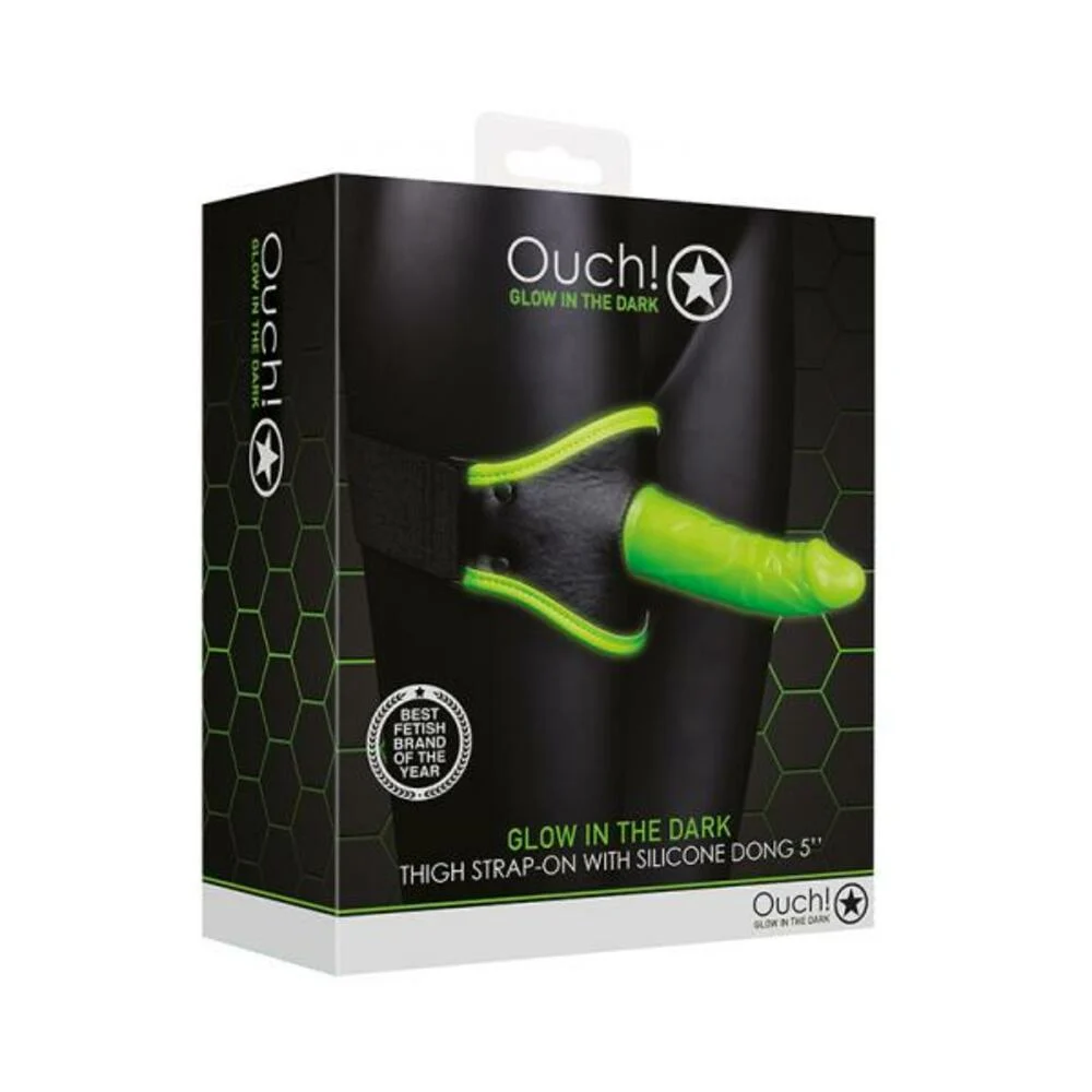 Ouch! Glow Thigh Strap-on - Glow In The Dark - Green