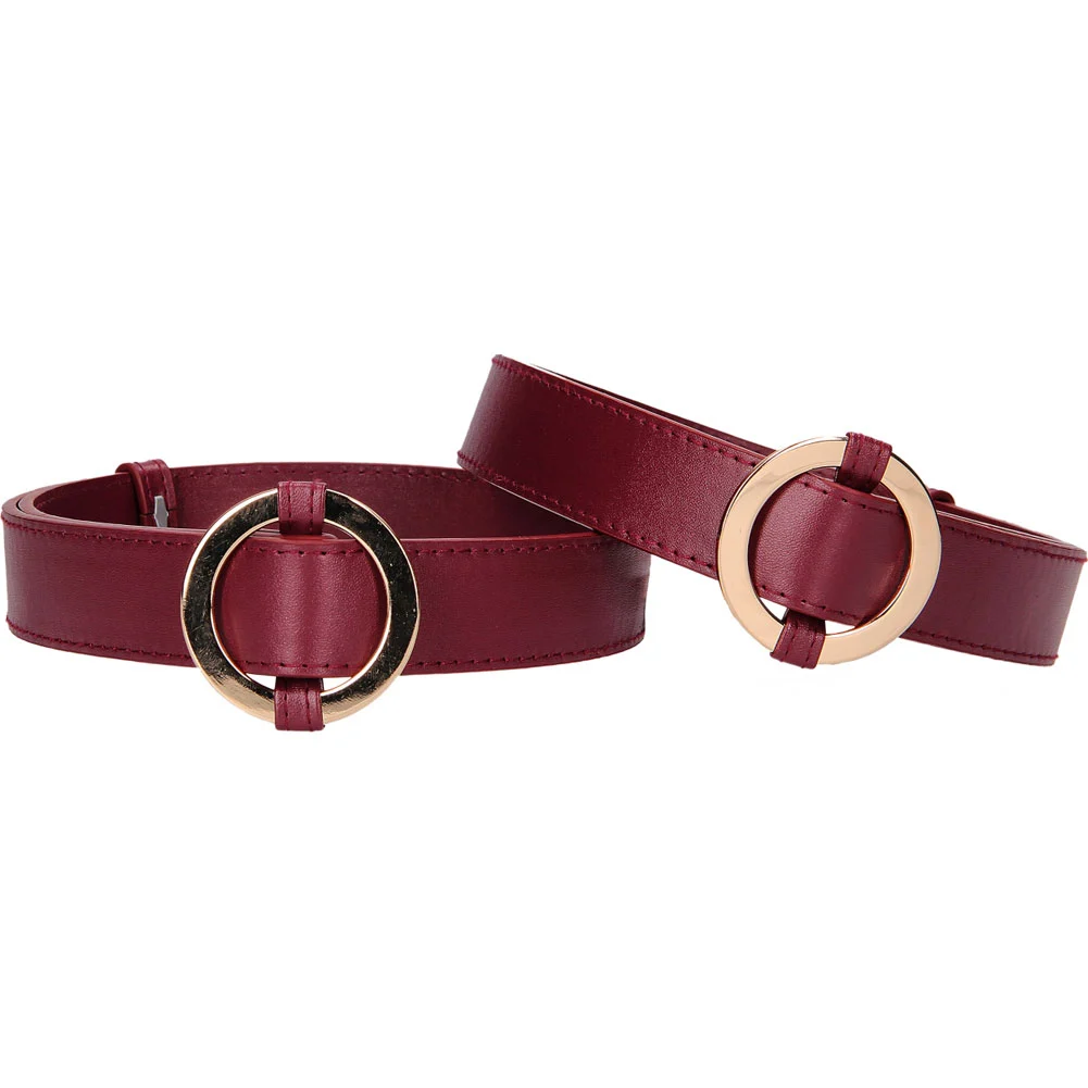 Ouch Halo Adjustable Thigh Cuffs, Burgundy/Gold