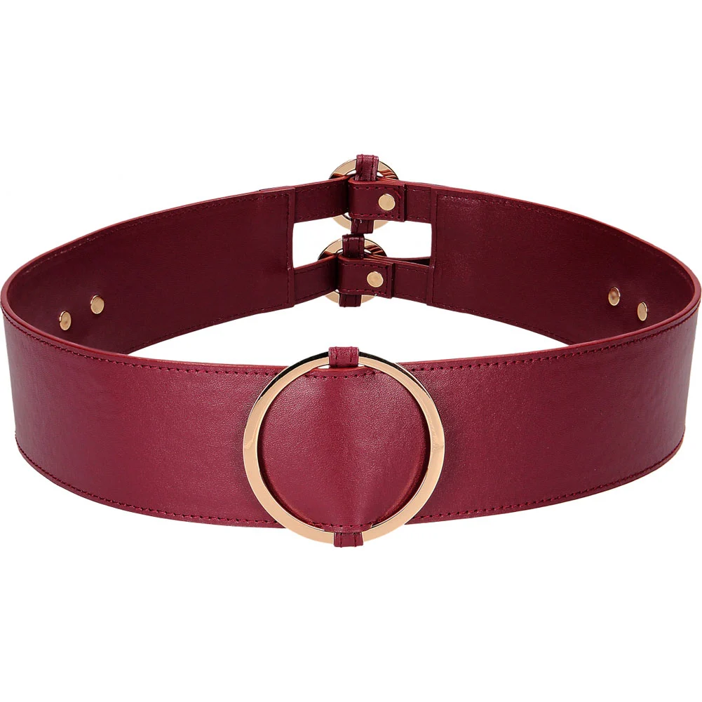 Ouch Halo Ringed Waist Restraint Belt, Small/Medium, Burgundy/Gold