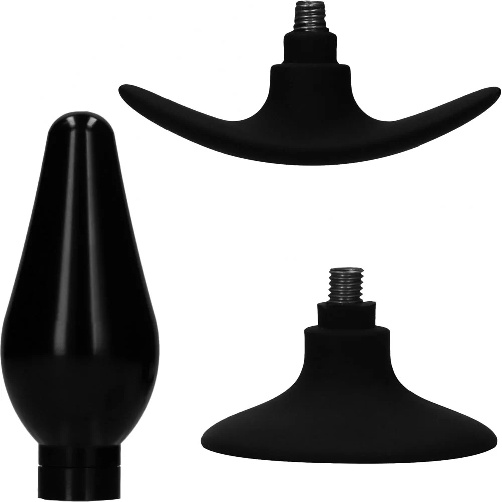 Ouch Interchangeable Pointed Head Butt Plug Set, 3.9", Black