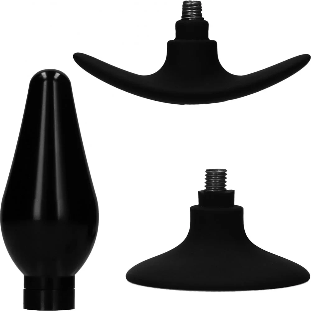 Ouch Interchangeable Pointed Head Butt Plug Set, 4.33", Black