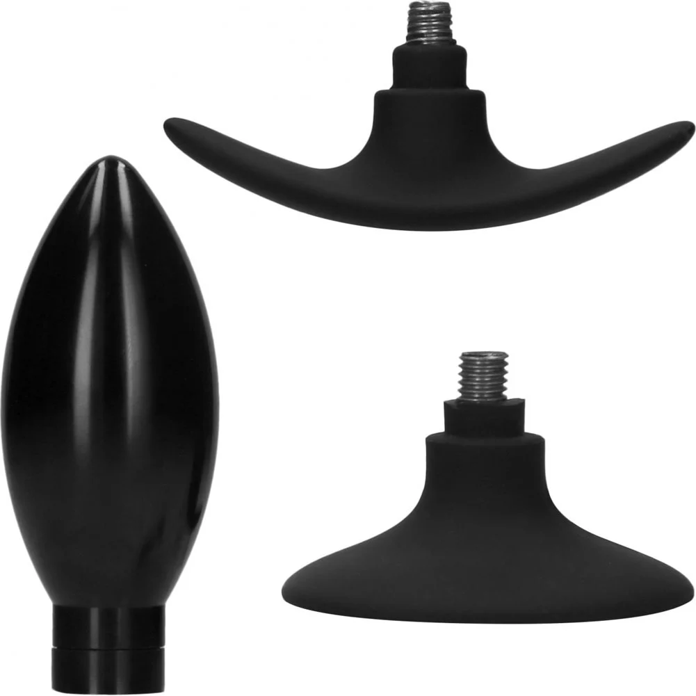 Ouch Interchangeable Rounded Head Butt Plug Set, 3.9", Black