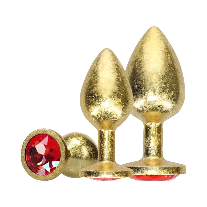 Ouch! International Milan Collection Metal 3 Piece Weighted Anal Plug Set With Gem
