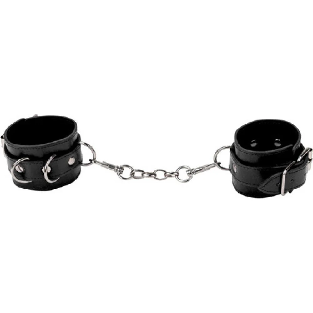 Ouch Leather Cuffs for Hands and Ankles, One Size, Black