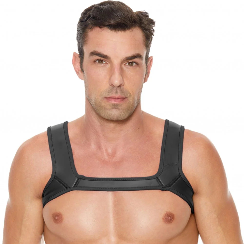 Ouch Neoprene Puppy Play Chest Harness, Large/X-Large, Black