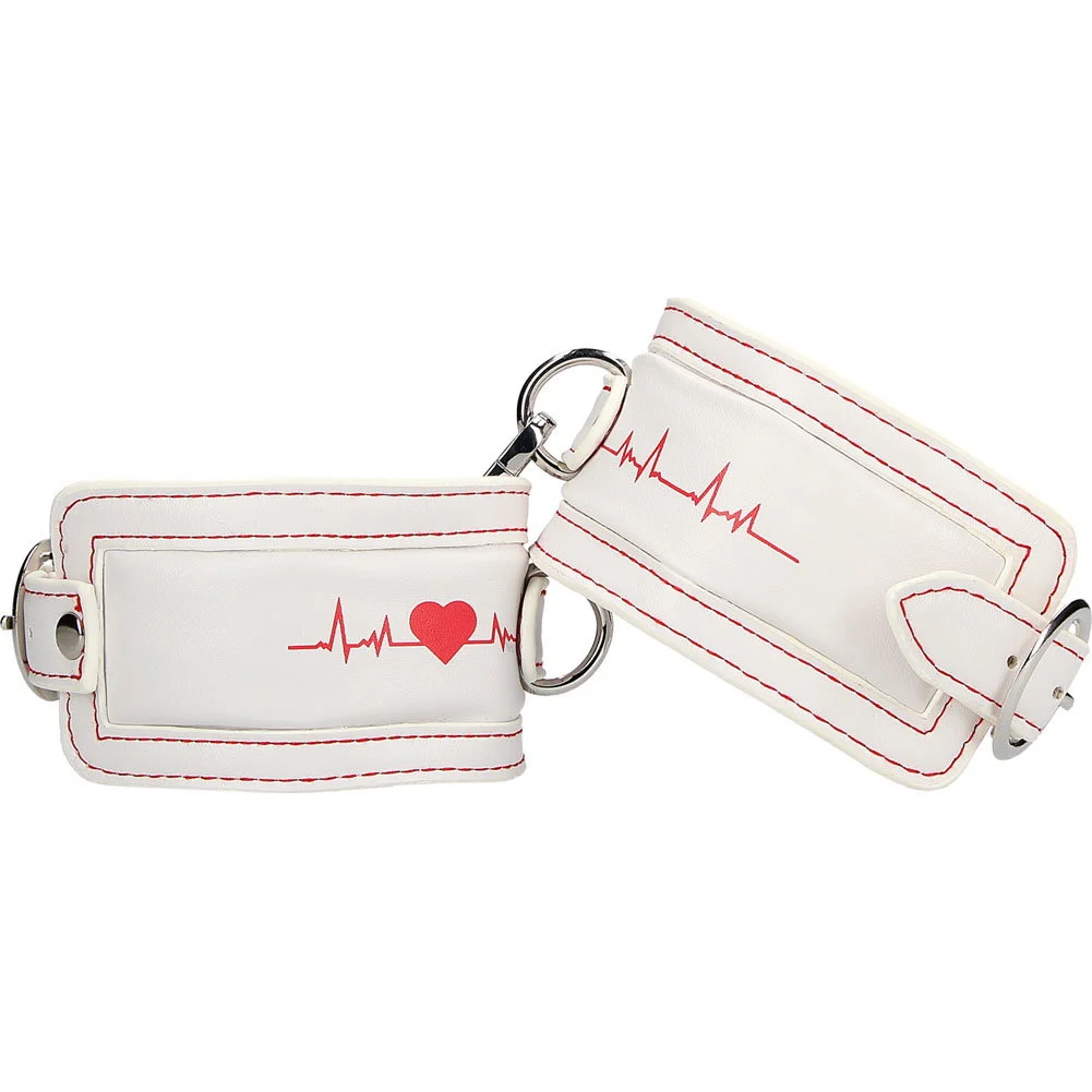 Ouch Nurse Theme Fetish Wrist Cuffs, White