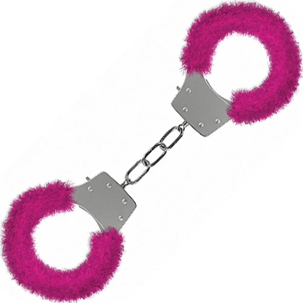 Ouch Pleasure Furry Handcuffs, Pink