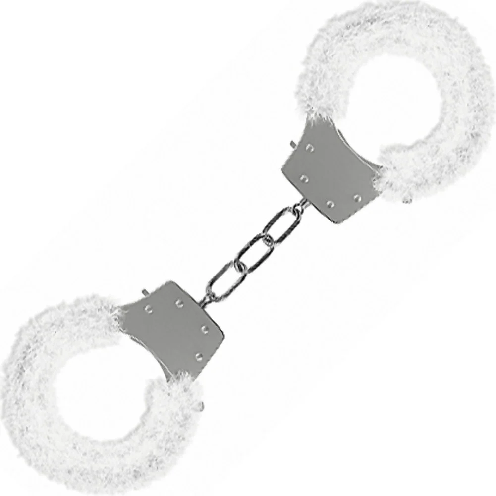 Ouch Pleasure Furry Handcuffs, White