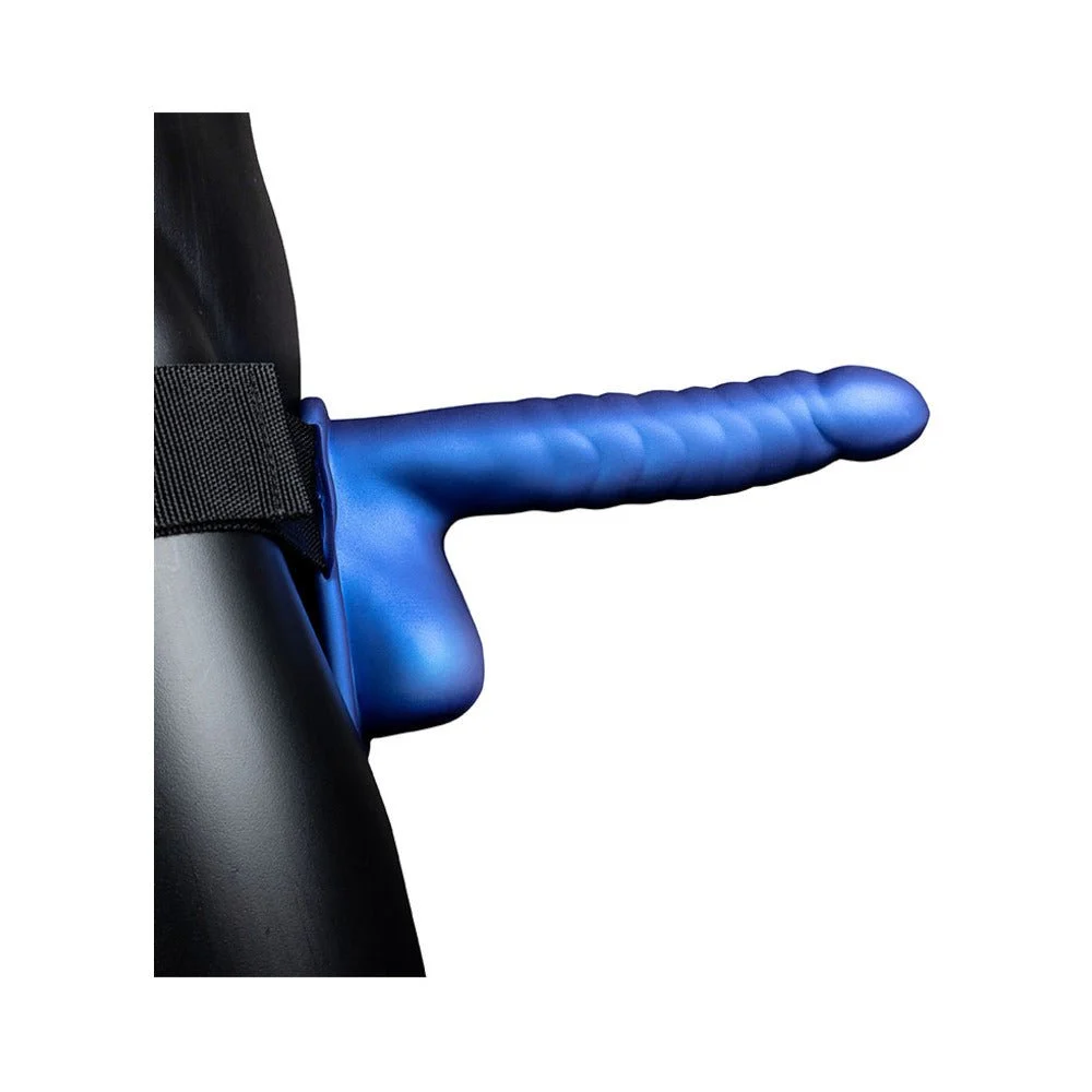 Ouch! Ribbed Hollow Strap-on With Balls 8 In.