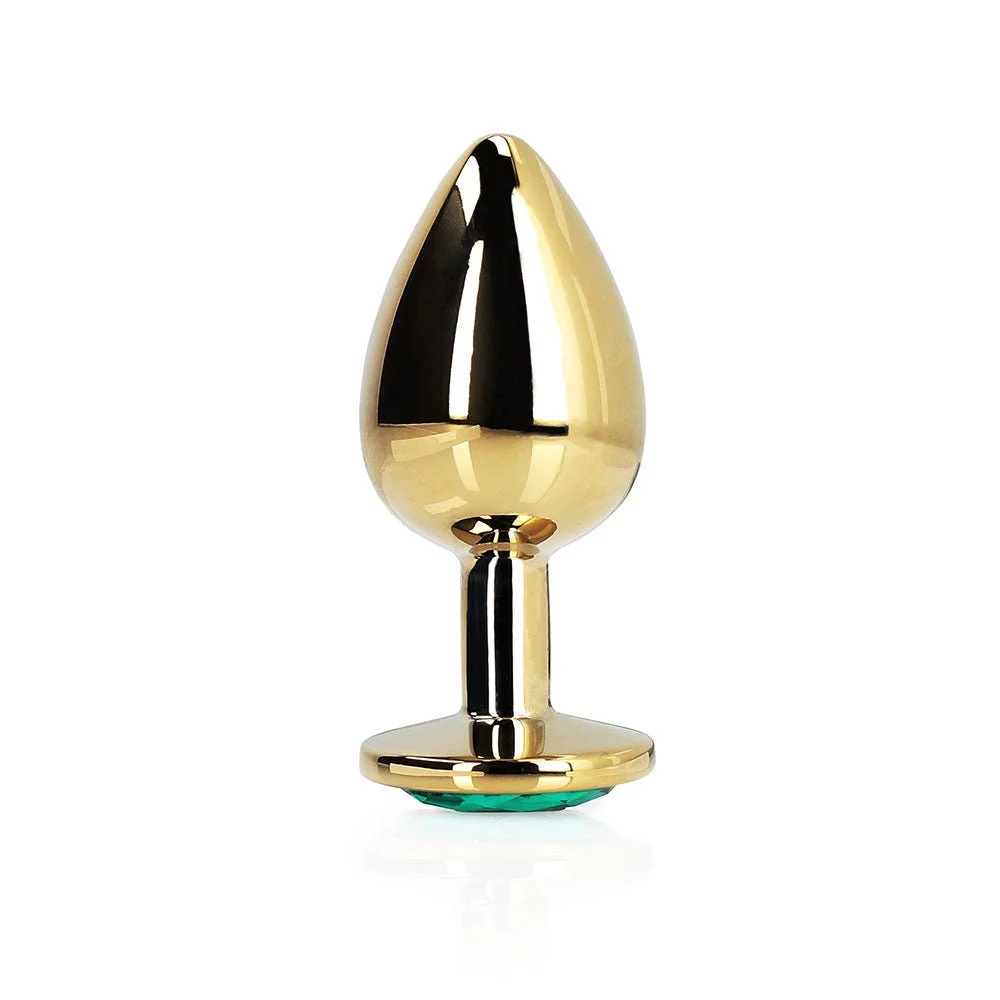 Ouch! Round Gem Butt Plug, Small Gold