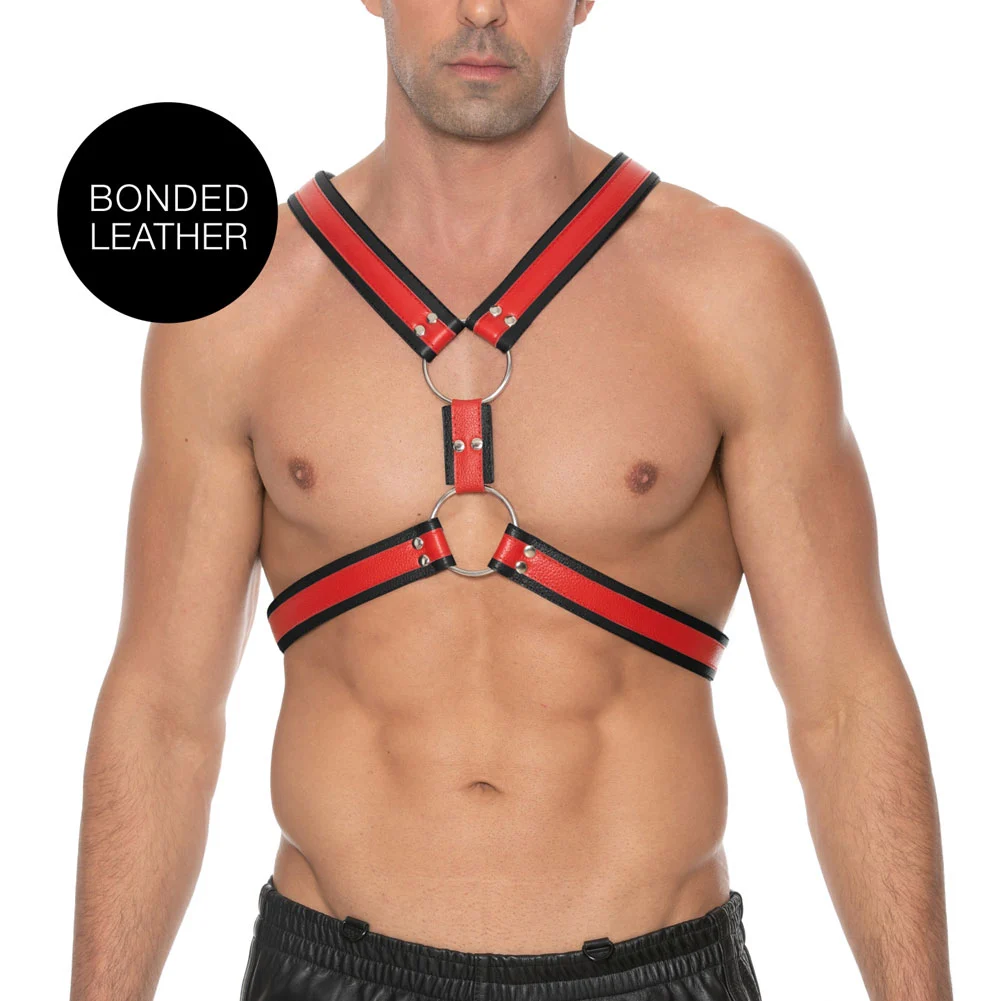 Ouch Scottish Bondage Wear Chest Harness, Large/X-Large, Red