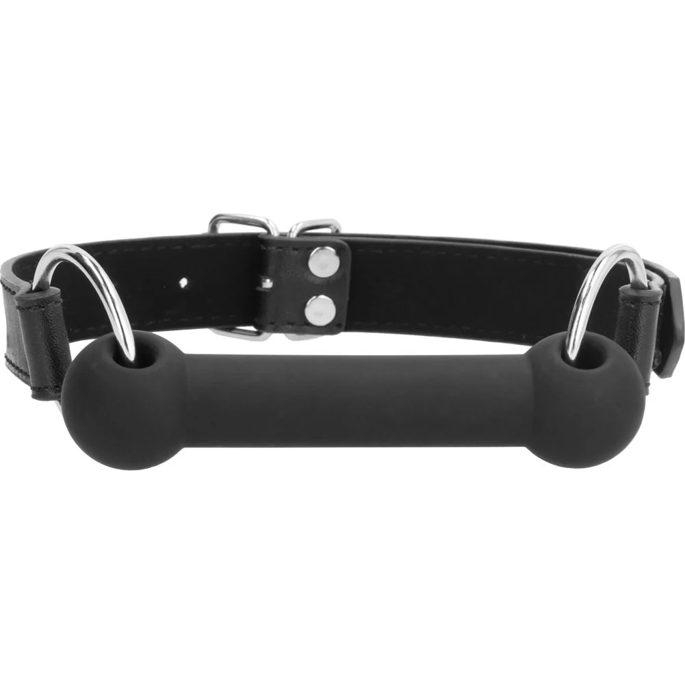 Ouch Silicone Bit Gag with Adjustable Bonded Leather Straps, Black
