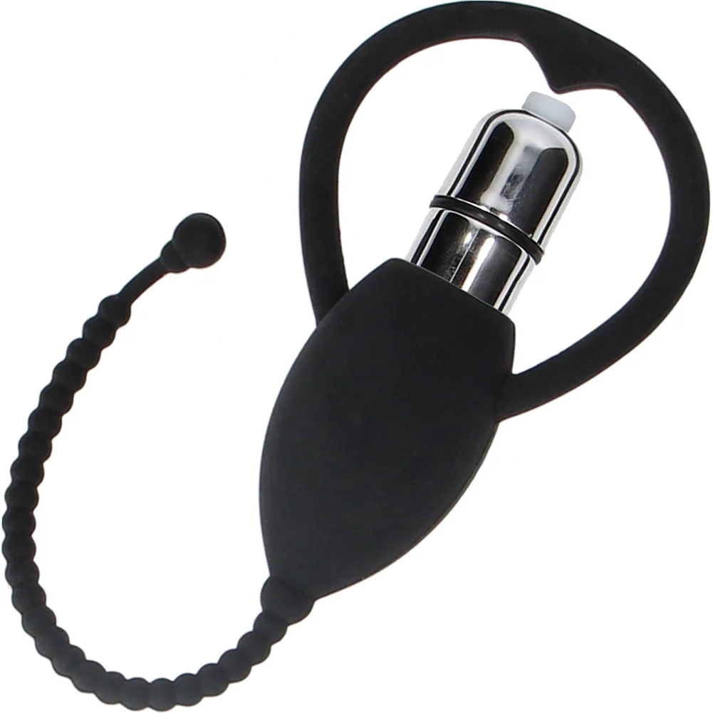 Ouch Urethral Sounding Plug with Vibrating Bullet, 4.75", Black