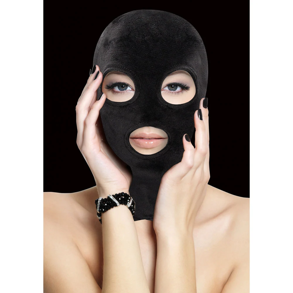 Ouch Velvet and Velcro Mask with Eye and Mouth Opening, Black