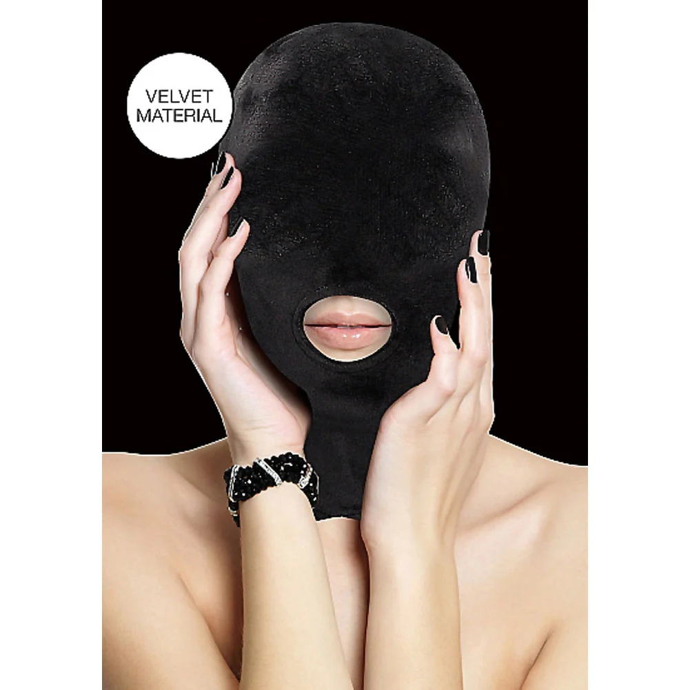Ouch Velvet and Velcro Mask with Mouth Opening, Black