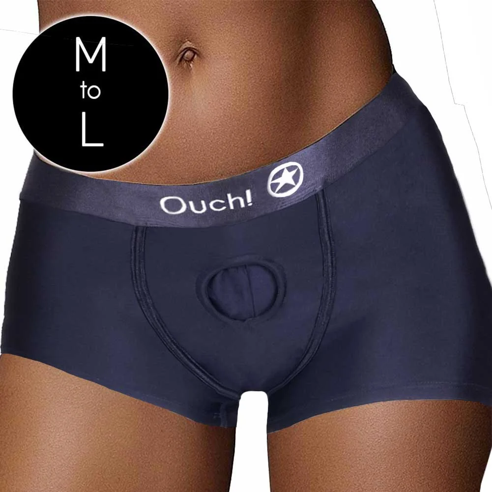 Ouch Vibrating Strap-on Boxer Style Harness, Medium/Large, Black
