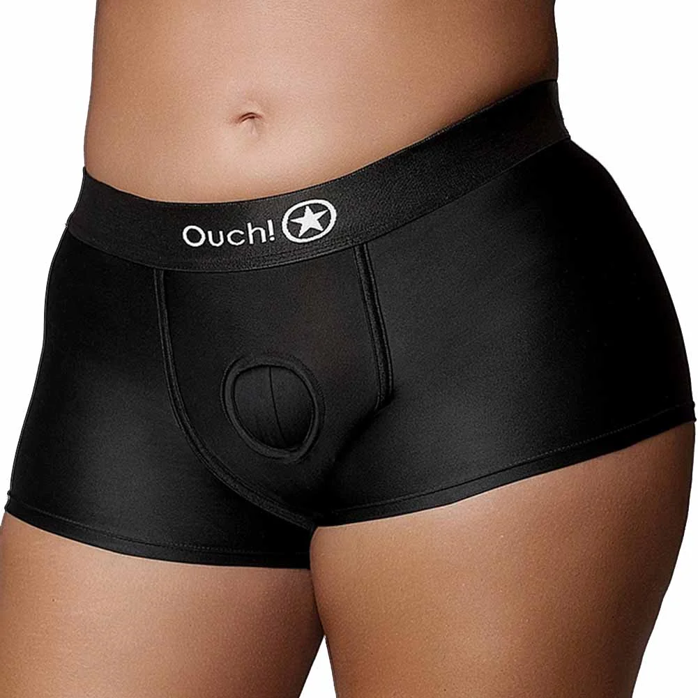 Ouch Vibrating Strap-on Boxer Style Harness, XL/XXL, Black