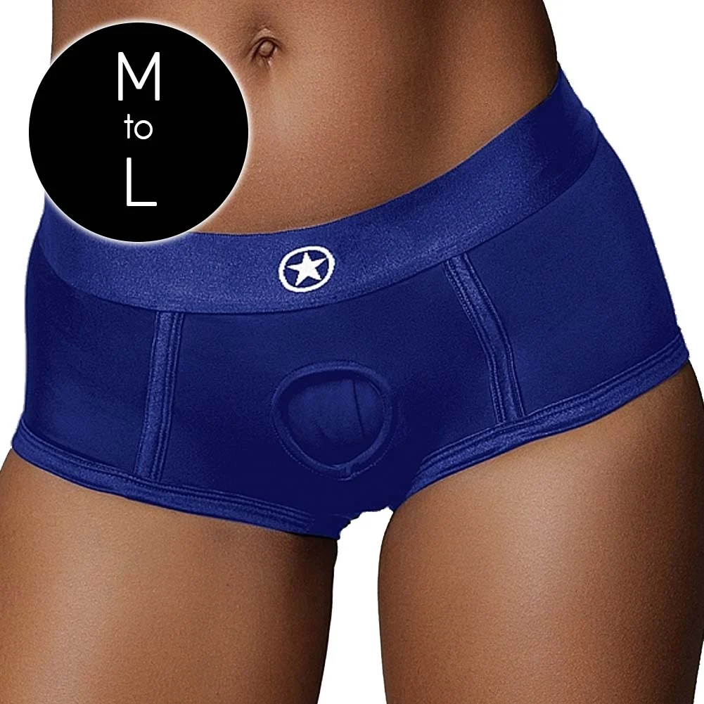 Ouch Vibrating Strap-on Brief Style Harness, Medium/Large, Royal Blue