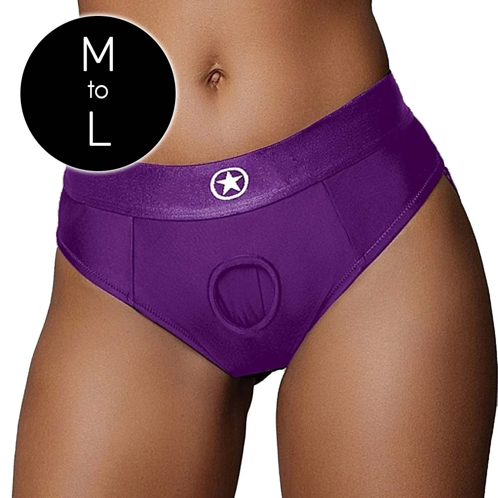 Ouch Vibrating Strap-on Thong Harness with Removable Butt Straps, Medium/Large, Purple