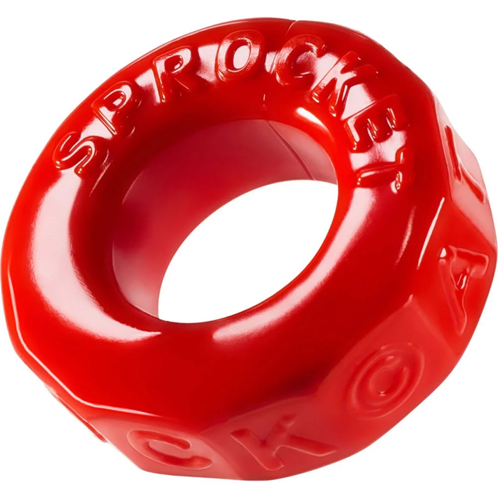 OxBalls Atomic Jock Sprocket Super Stretch Penis Ring, 1", Red
