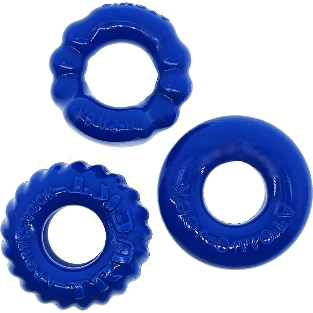 OxBalls Bonemaker 3-Pack Flextpr Penis Rings, Pool Blue