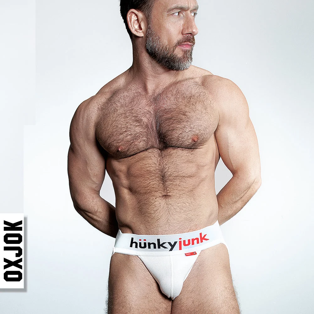 Oxballs Hunker Comfy-Pouch Slider-Strap Jock White Snow