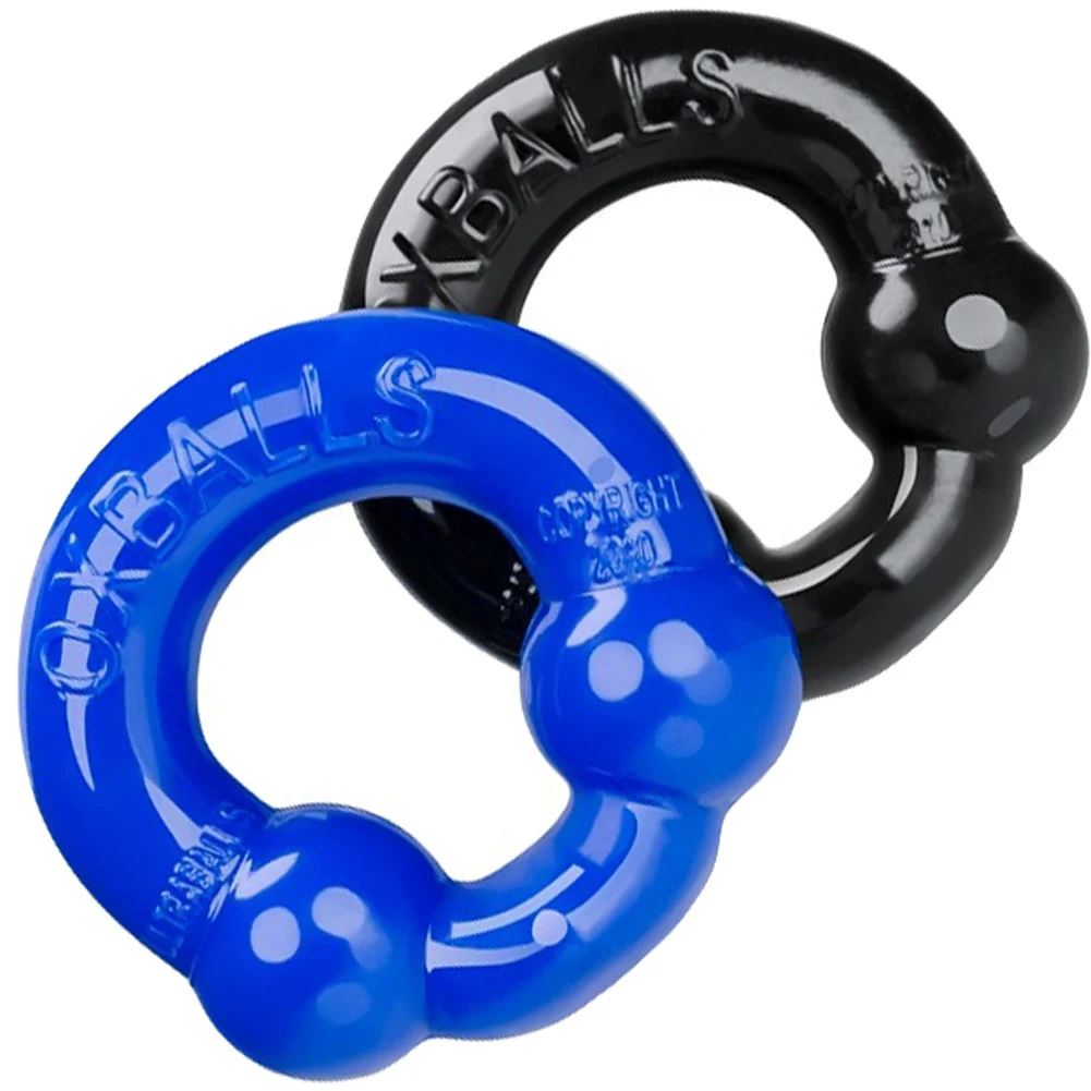 OxBalls Ultraballs 2-Pack Penis Ring Set, 2", Black/Police Blue
