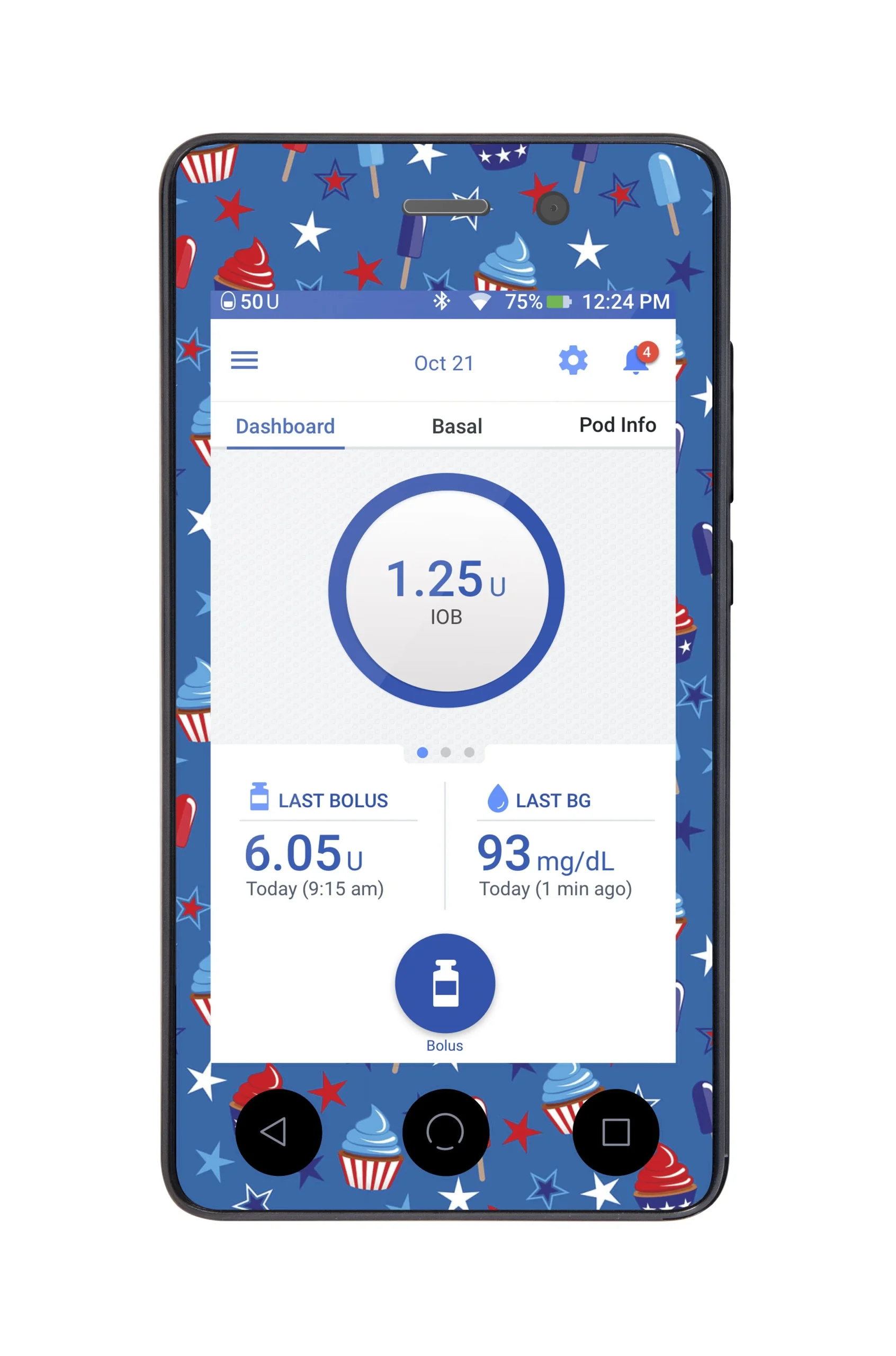 Patriotic Dessert Sticker for Omnipod DASH PDM – Pump Peelz