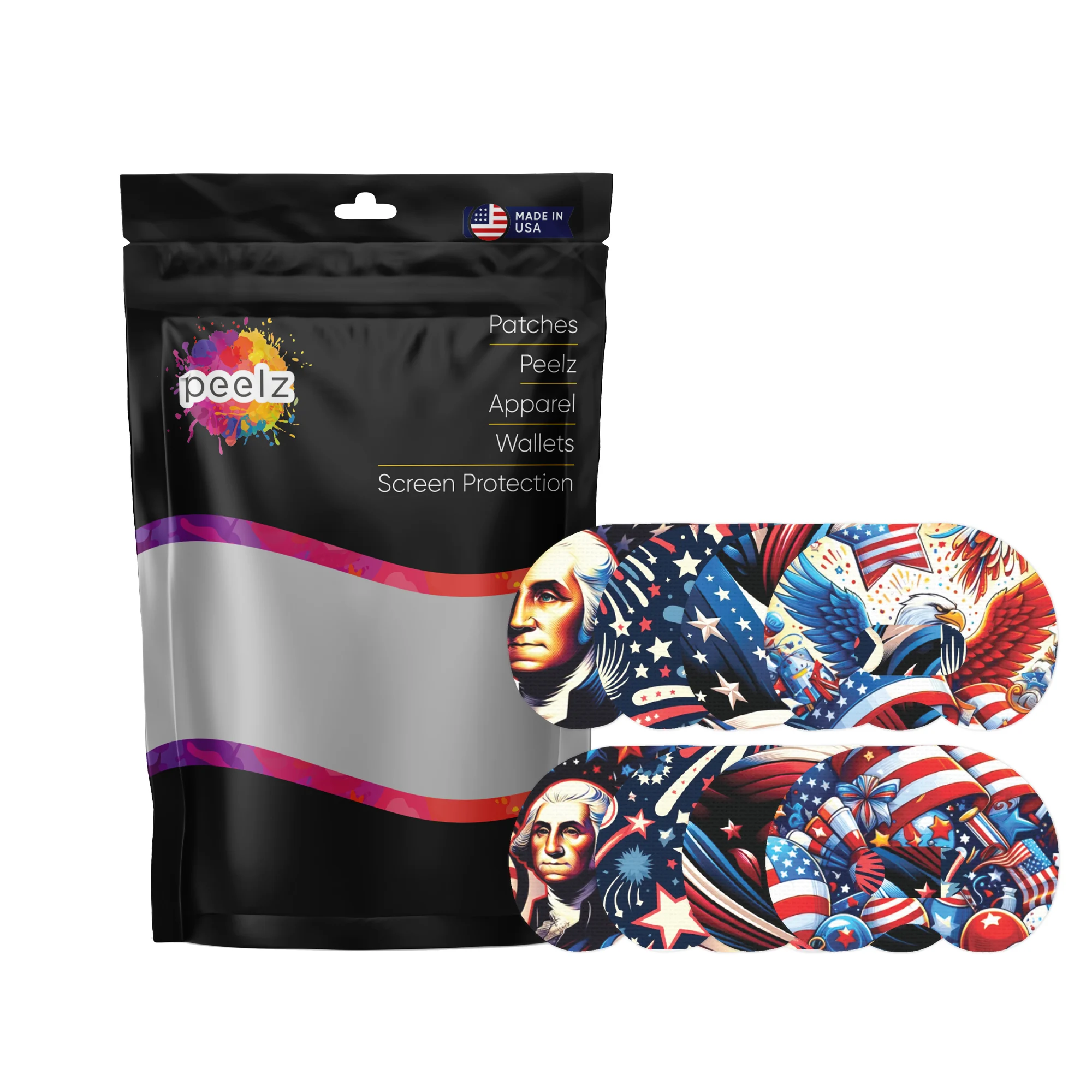 Patriotic Variety Pack Medtronic Guardian Connect Patch Tape - Pump Peelz