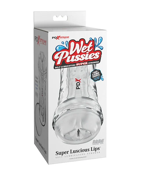 PDX Extreme Wet Pussies Super Luscious Lips Self-lubricating Stroker - Frosted