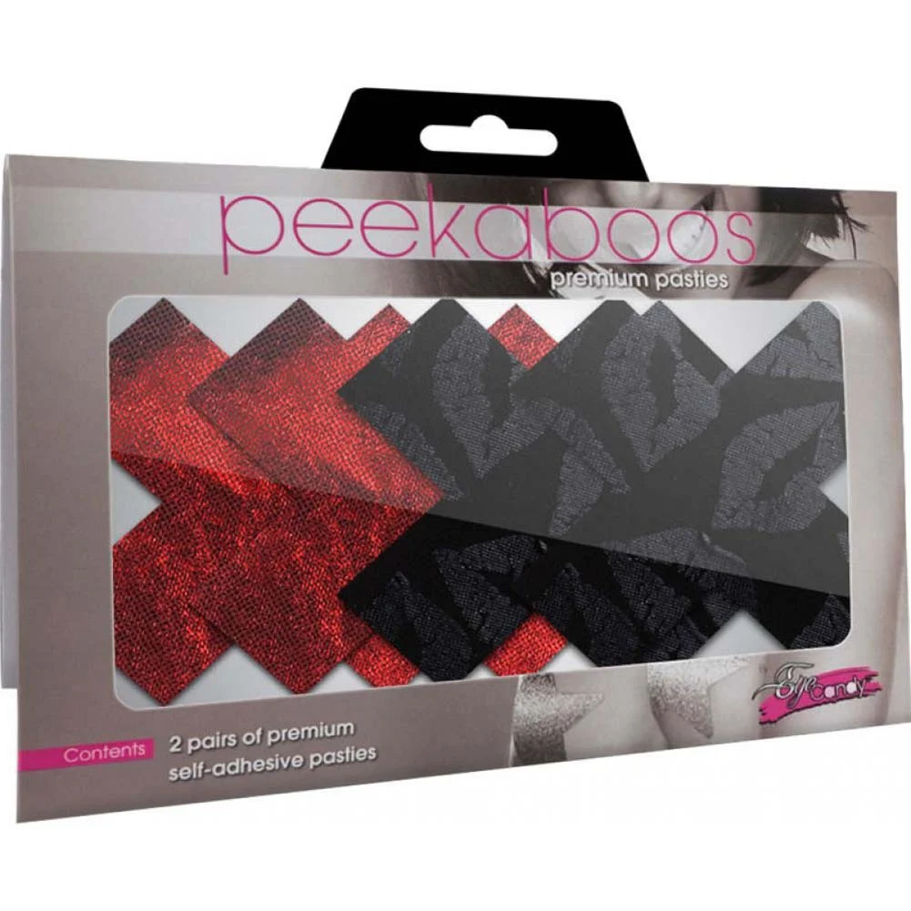 Peekaboos Stolen Kisses Premium Pasties, Extra Small, Red/Black
