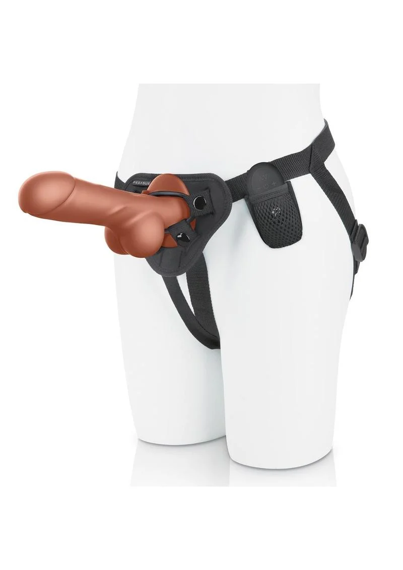 Pegasus Remote Control Realistic Silicone Dildo with Balls and Harness