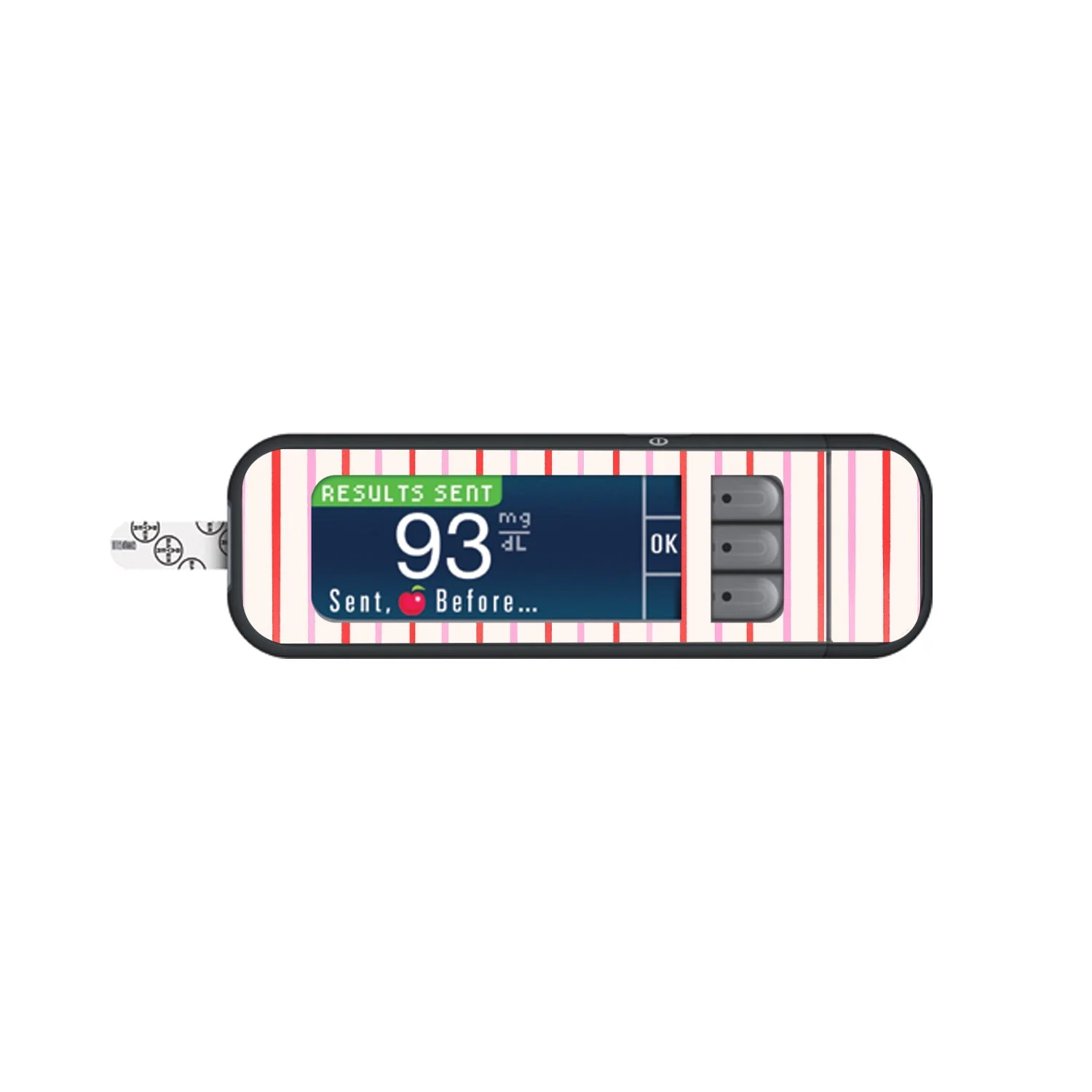 Peppermint Stripes Bayer Contour Next Glucometer Sticker - Pump Peelz