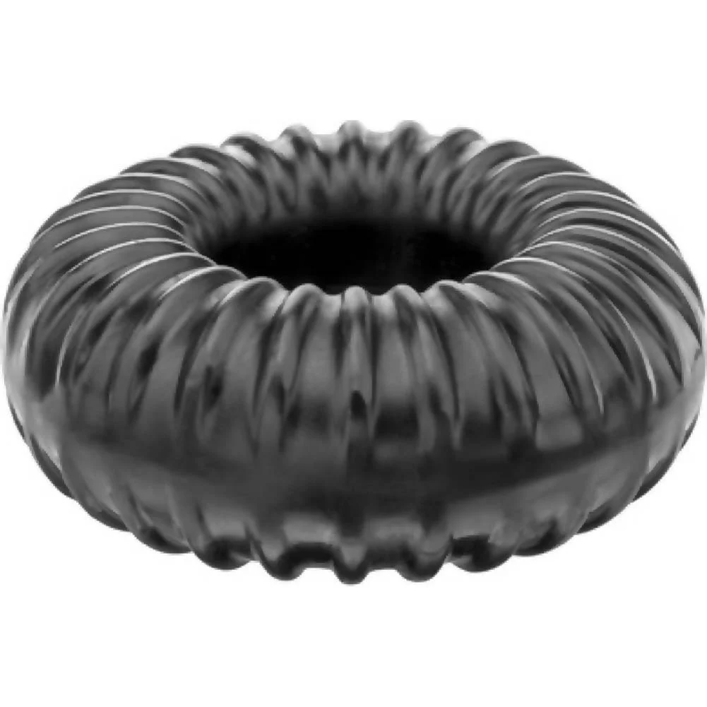 Perfect Fit Ribbed Donut Penis Ring, 1.75", Black