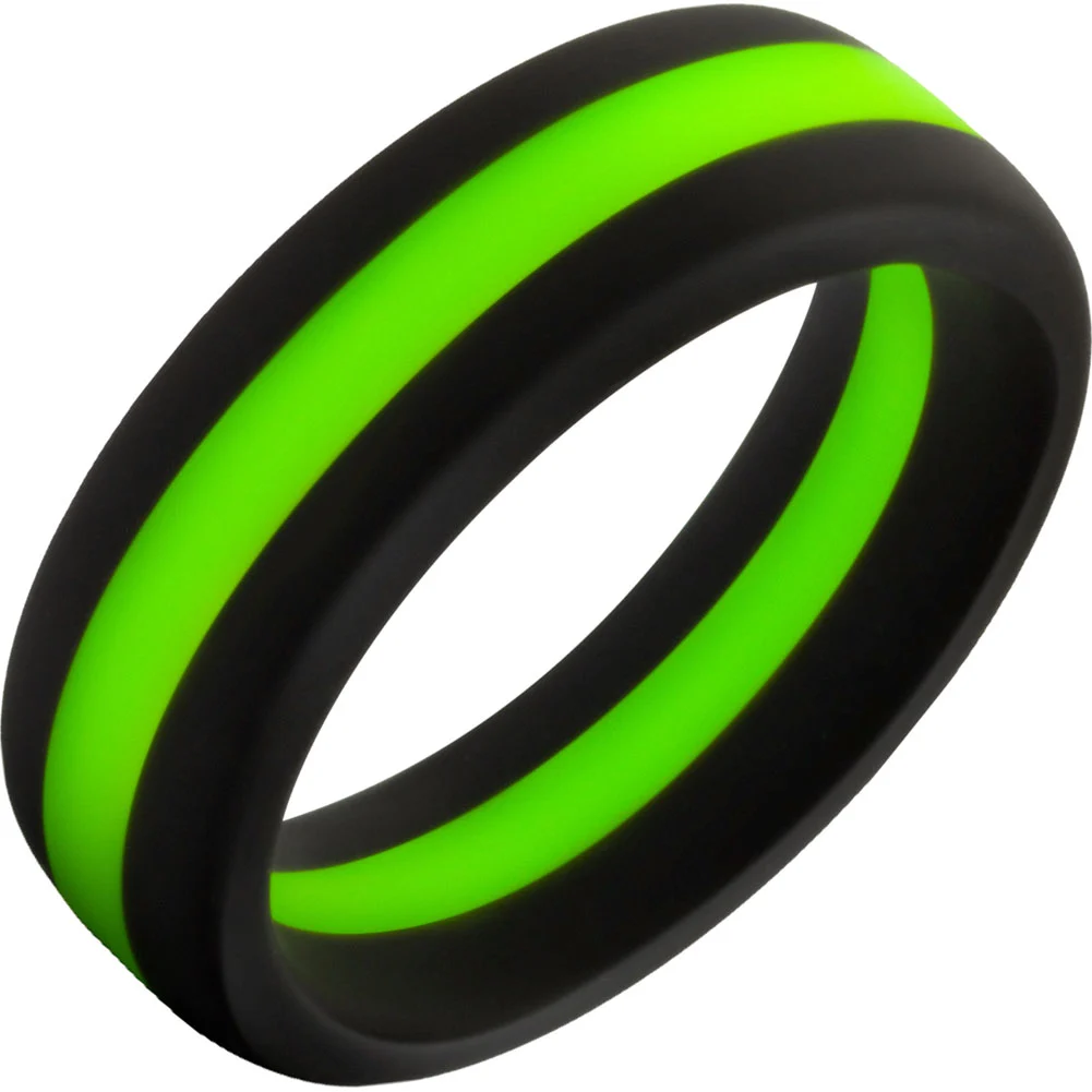Performance Pro Wide Silicone Penis Ring, 1.5", Black/Green