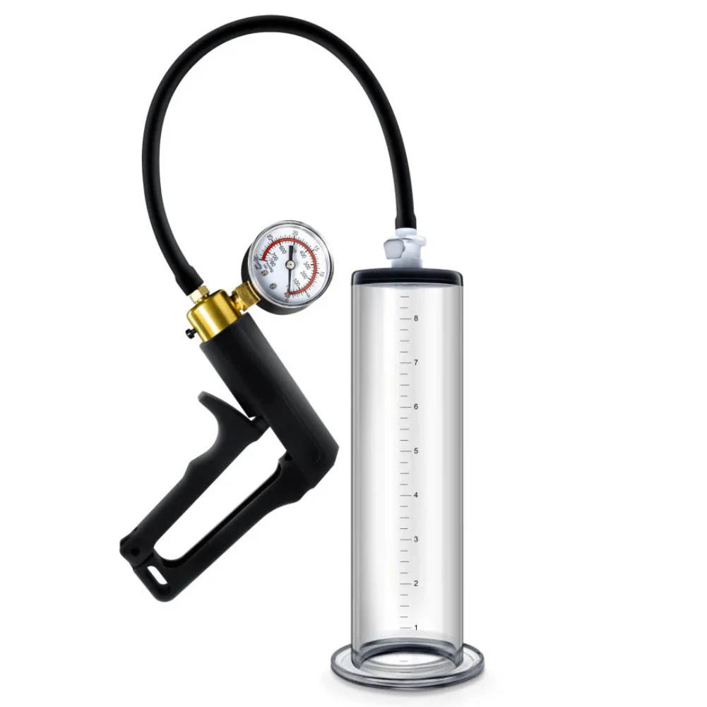 Performance VX7 Vacuum Penis Pump with Brass Trigger, 9" by 2", Clear