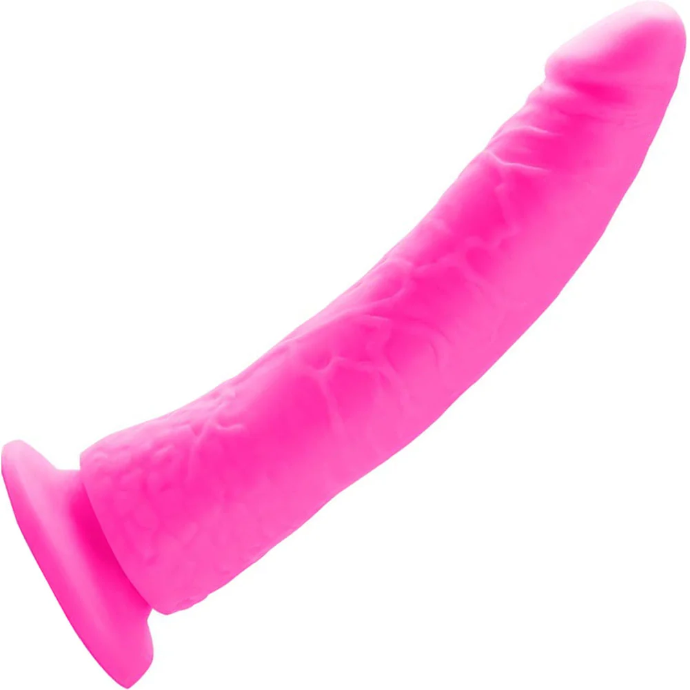 Pipedream Neon Slim Dildo with Suction Cup Base, 7", Pink