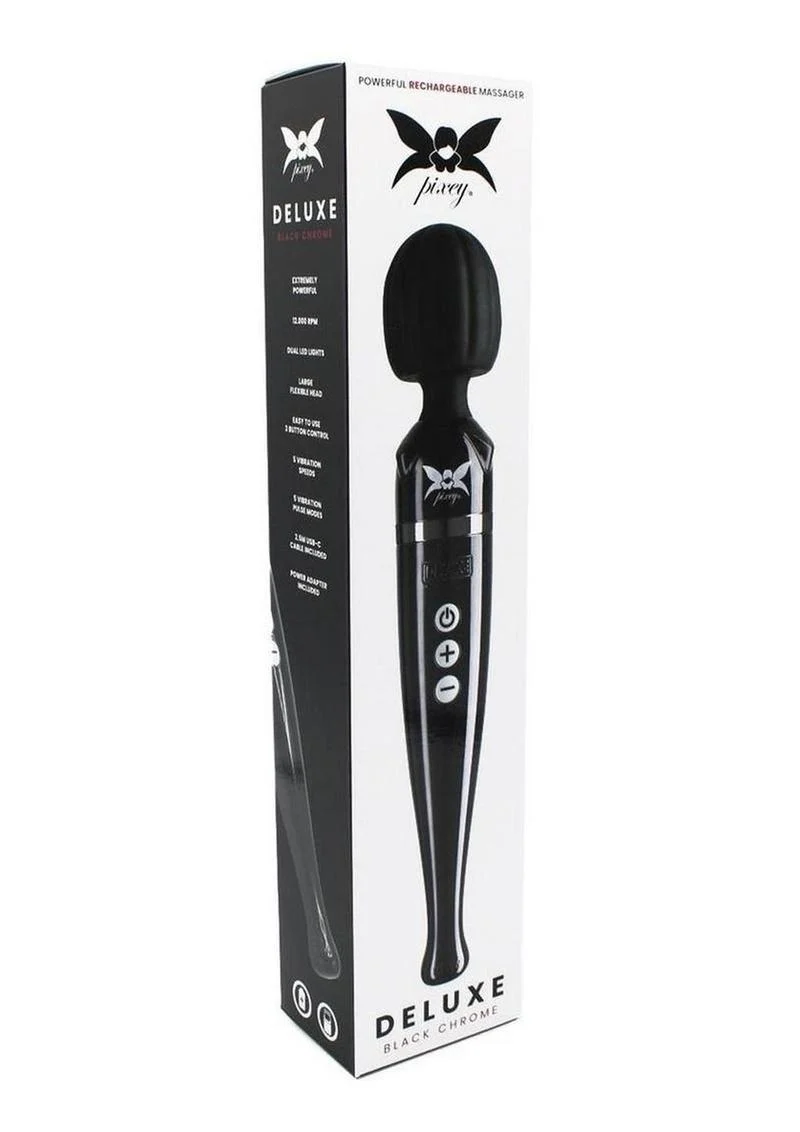 Pixey Deluxe Rechargeable Wireless Wand - Black Chrome