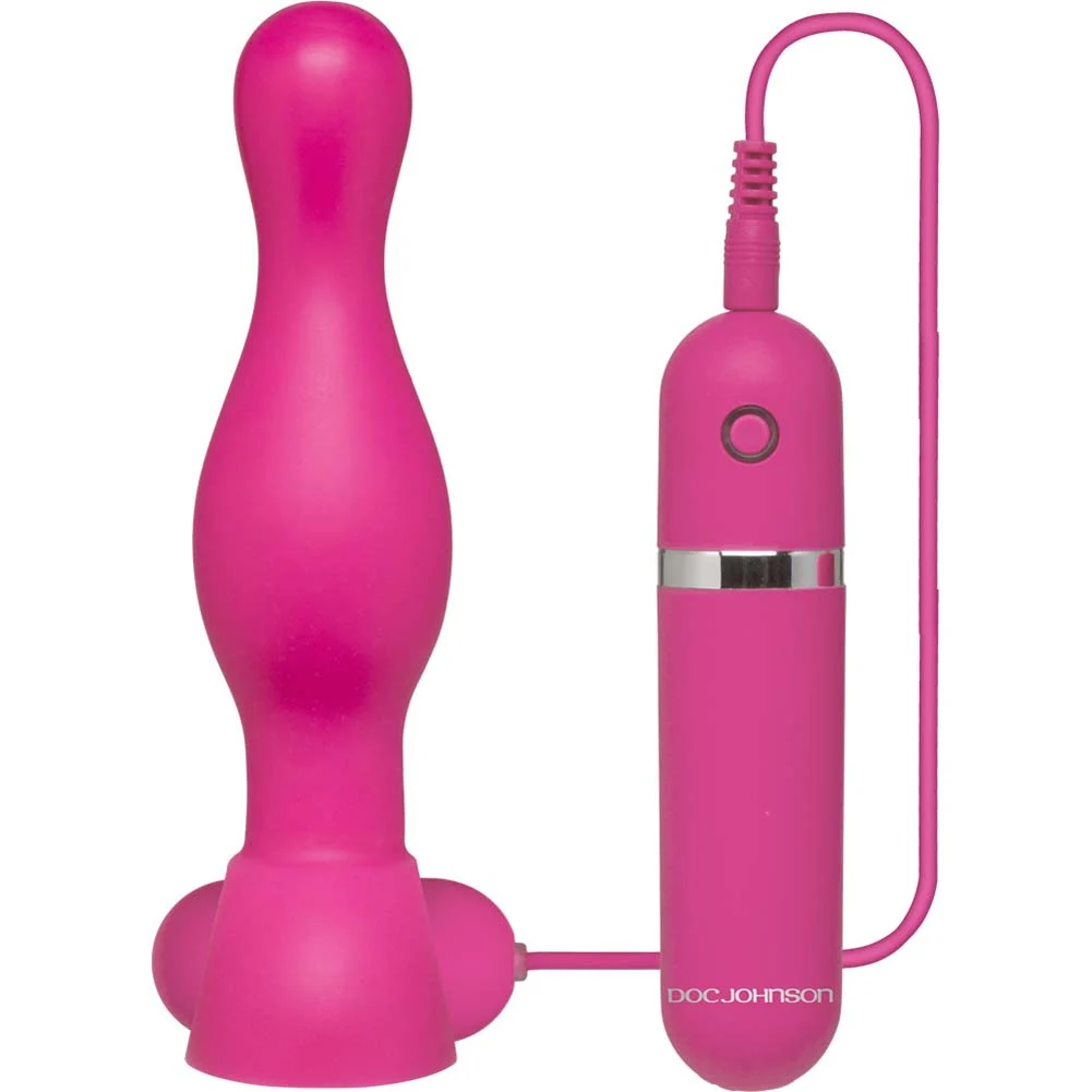 Platinum Premium Silicone the Delight Vibrating Butt Plug, 6", Pink