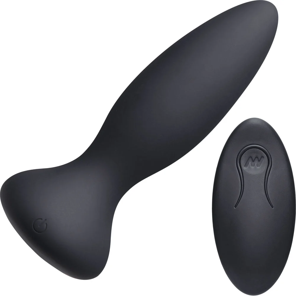 A-Play Vibe Adventurous Rechargeable Silicone Anal Plug with Remote, 5.25", Black