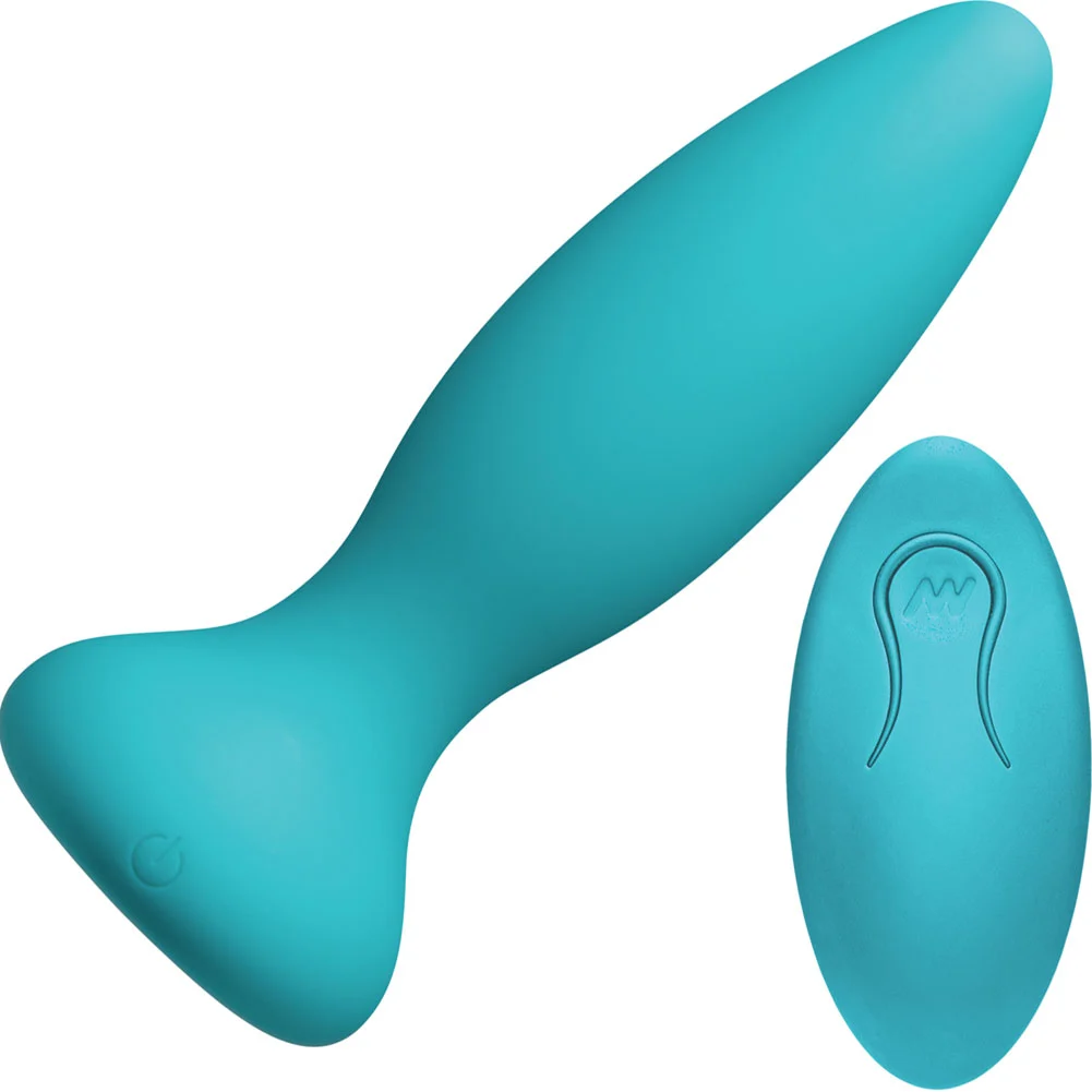 A-Play Vibe Adventurous Rechargeable Silicone Anal Plug with Remote, 5.25", Teal