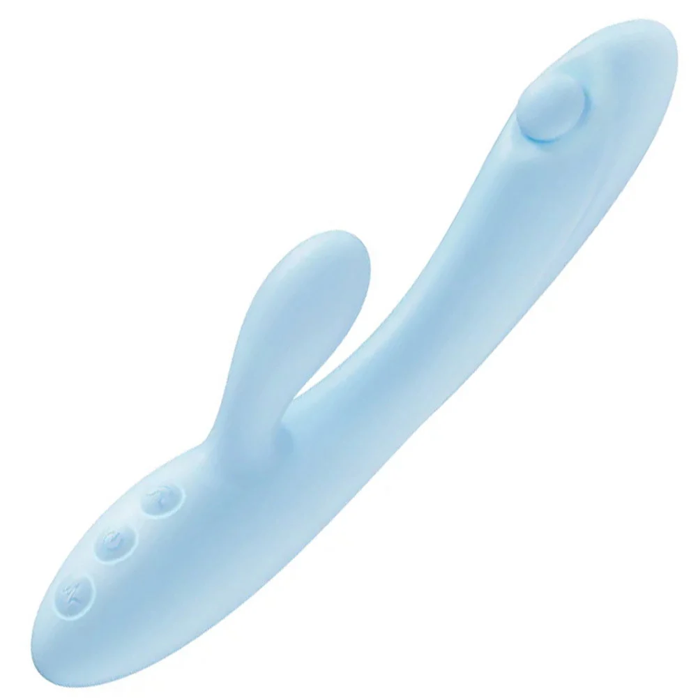 Play with Me Moondust Magic Rechargeable Silicone Rabbit Vibrator, 8.25", Blue