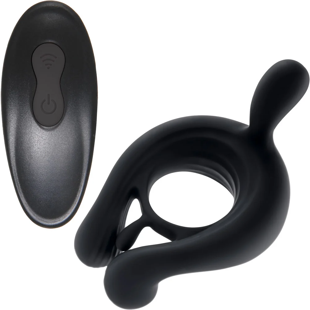 Playboy Triple Play Remote Controlled Silicone Penis Ring, Black