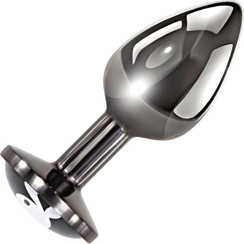 Playboy Tux Metal Anal Plug, Small 3", Hematite