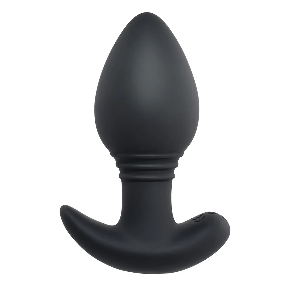 Plug & Play Remote-Control Vibrating Silicone Anal Plug, Black