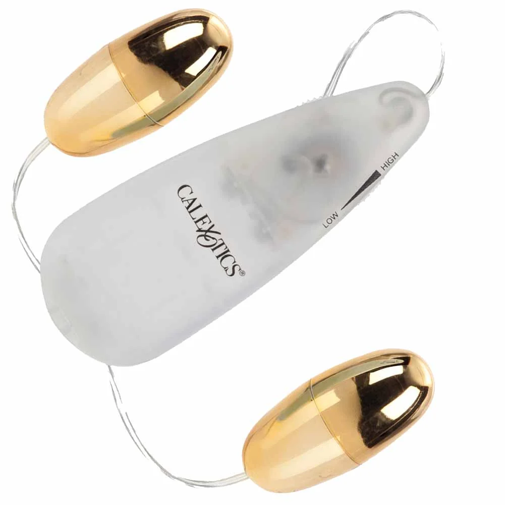 Pocket Exotics Vibrating Metallic Bullet Vibe, 2.25", Gold Double